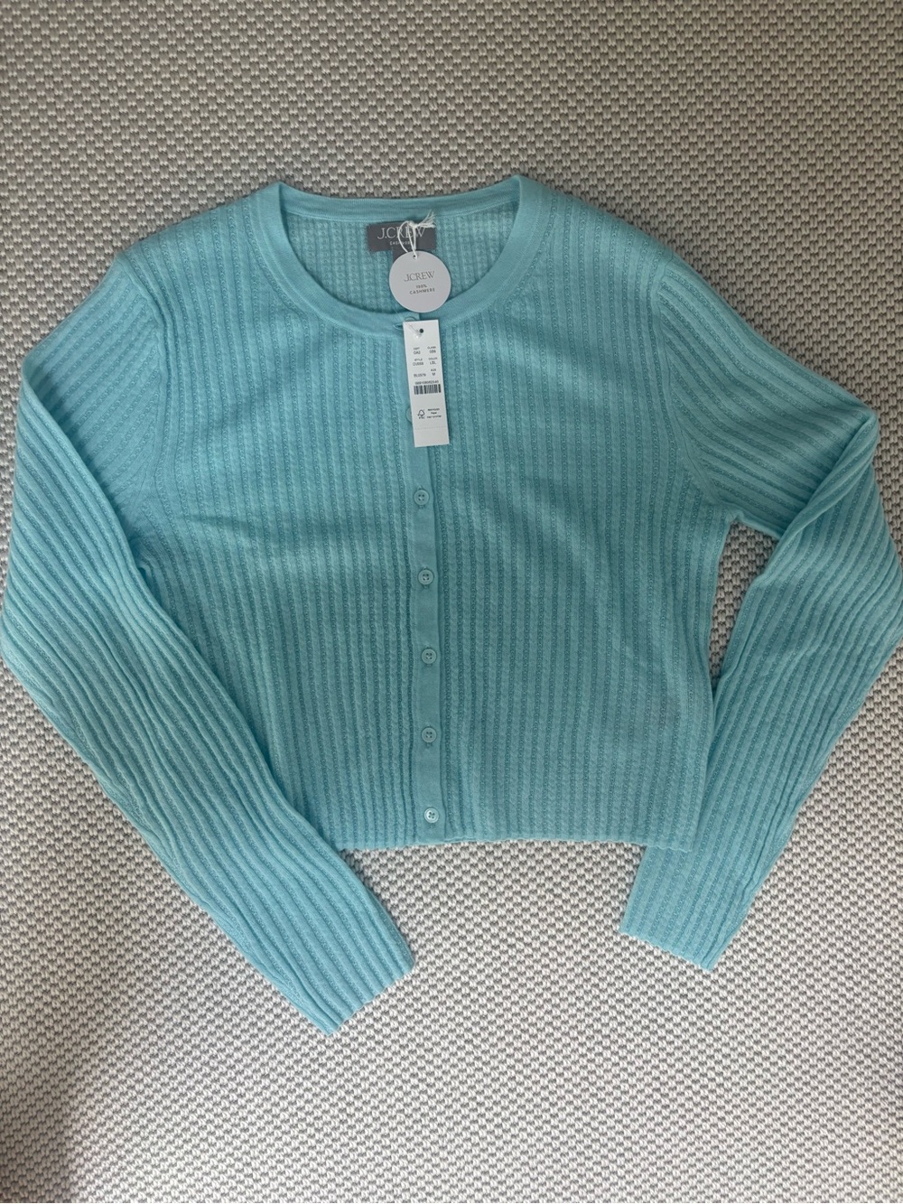 J. Crew featherweight cable knit cashmere cardigan sweater brand new NWT M med - Picture 2 of 2
